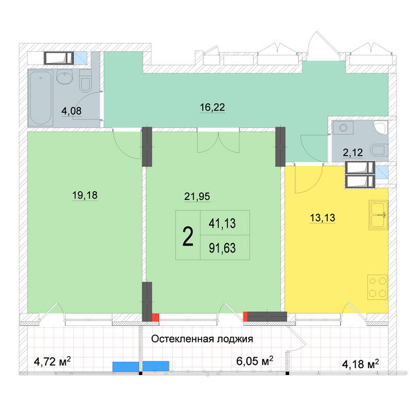 2-кімнатна 91.63 м² в ЖК Новопечерські Липки від 65 090 грн/м², Київ