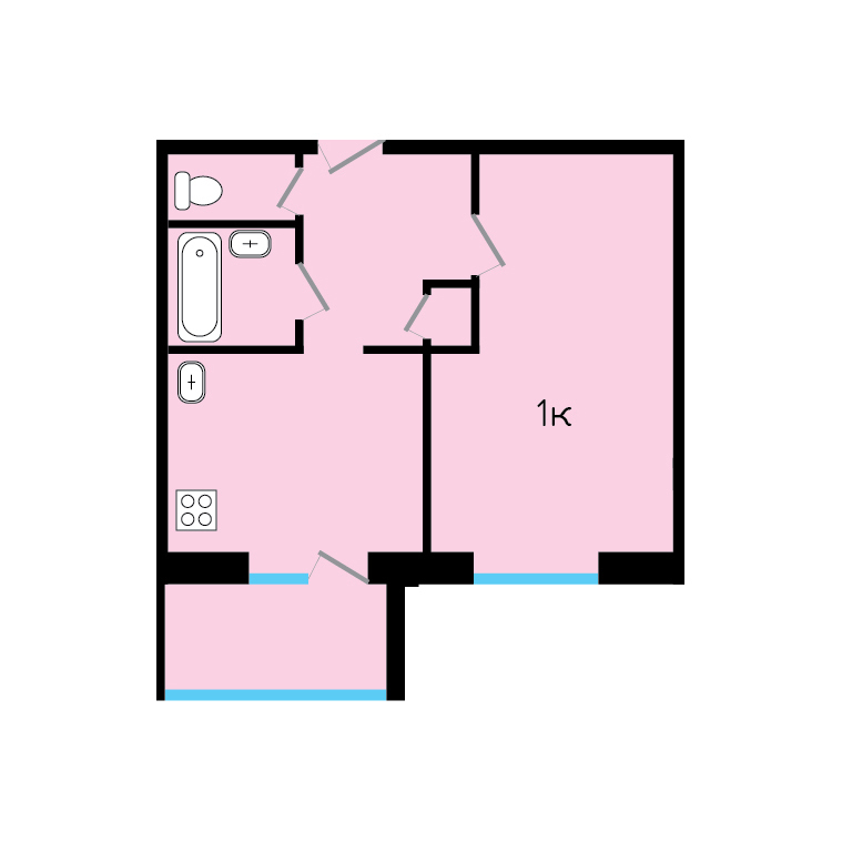 1-кімнатна 44.67 м² в ЖК Новий квартал від забудовника, м. Кременчук