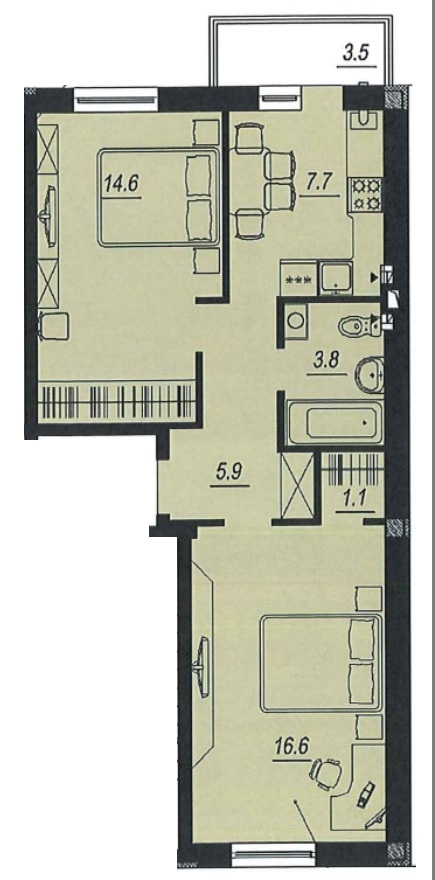 2-комнатная 53.2 м² в ЖК Новый Люстдорф от 20 770 грн/м², Одесса