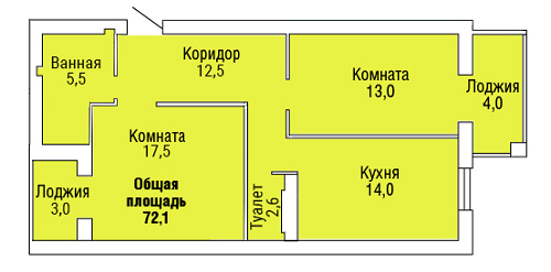 2-кімнатна 72.1 м² в ЖК Новий Північний від забудовника, Миколаїв