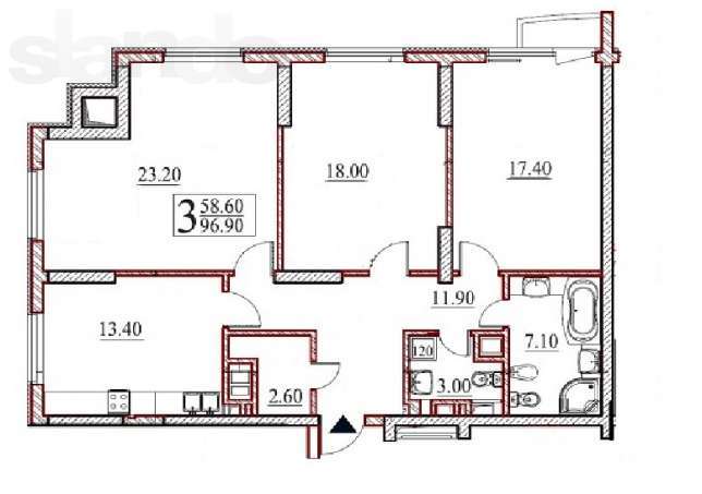 3-кімнатна 96.9 м² в ЖК Оболонь Тауер від 28 000 грн/м², Київ