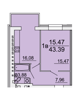 1-комнатная 43.39 м² в ЖК Оскар от застройщика, Винница