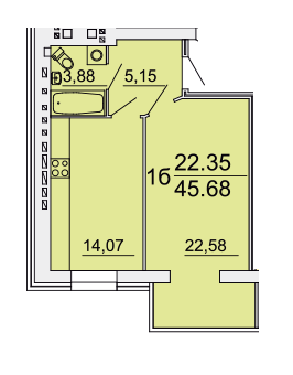 1-кімнатна 45.68 м² в ЖК Оскар від забудовника, Вінниця