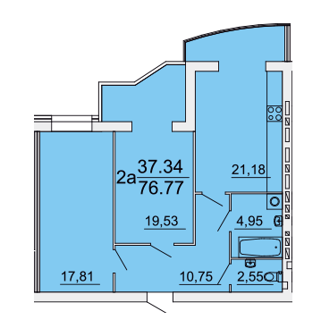 2-кімнатна 76.77 м² в ЖК Оскар від забудовника, Вінниця