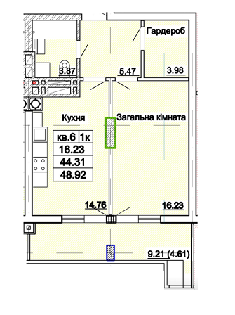 1-кімнатна 48.92 м² в ЖК Парк Авеню від 25 200 грн/м², Львів