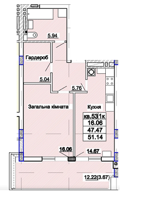 1-кімнатна 51.14 м² в ЖК Парк Авеню від 26 750 грн/м², Львів