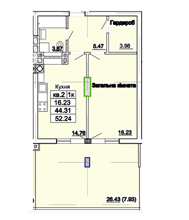 1-кімнатна 52.24 м² в ЖК Парк Авеню від 26 750 грн/м², Львів