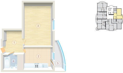 1-комнатная 55.9 м² в ЖК Парковый от застройщика, Киев