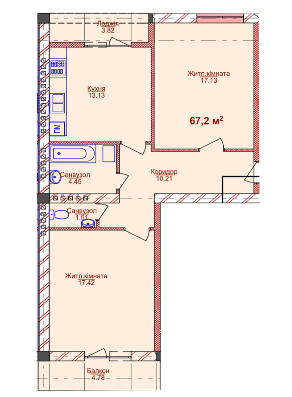 2-кімнатна 67.2 м² в ЖК Парковий від 14 750 грн/м², Ужгород