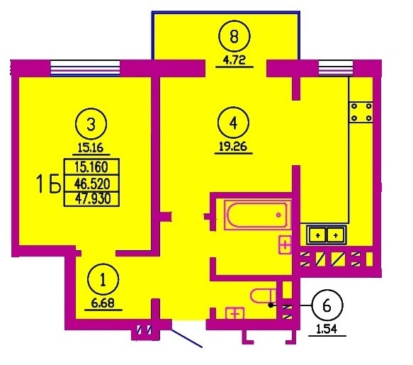 1-кімнатна 47.93 м² в ЖК Паркове містечко від забудовника, м. Вараш