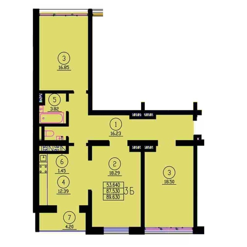 3-комнатная 89.63 м² в ЖК Паркове містечко от застройщика, г. Вараш