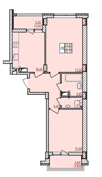 2-комнатная 56.35 м² в ЖК Цветной бульвар от застройщика, г. Черноморск