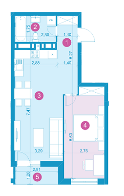 1-комнатная 54.42 м² в ЖК Парус Life от застройщика, Львов