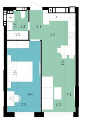 1-кімнатна 43.9 м² в ЖК Парус Riverside від 19 700 грн/м², Ужгород