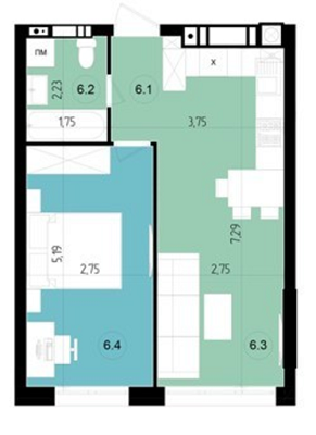 1-кімнатна 39.9 м² в ЖК Парус Riverside від 19 700 грн/м², Ужгород