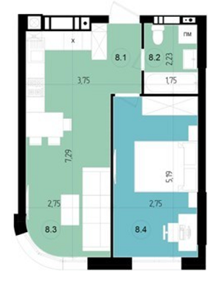 1-комнатная 39.6 м² в ЖК Парус Riverside от 19 700 грн/м², Ужгород