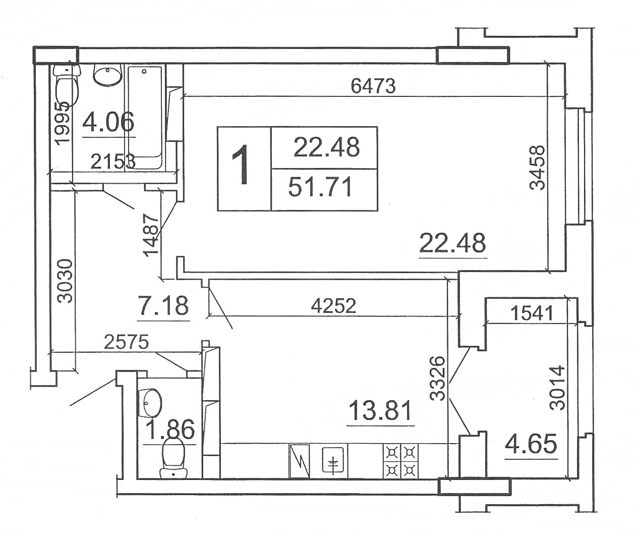 1-комнатная 51.71 м² в ЖК Перлина Кадетського Гаю от 28 000 грн/м², Киев