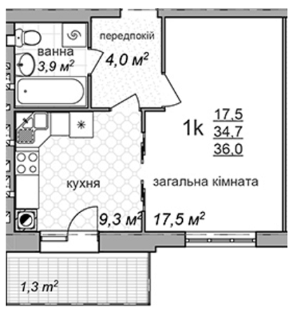 1-комнатная 36 м² в ЖК по просп. Красной Калины, 24 от застройщика, Львов