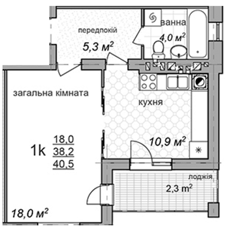 1-кімнатна 40.5 м² в ЖК по просп. Червоної Калини, 24 від забудовника, Львів