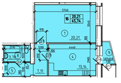 1-комнатная 45.74 м² в ЖК Эспланада от застройщика, Сумы