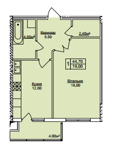 1-кімнатна 44.7 м² в ЖК Погулянка від 13 950 грн/м², Львів