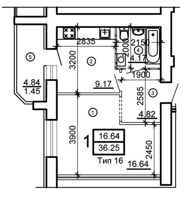 1-комнатная 36.25 м² в ЖМ Подолье от 20 750 грн/м², Винница