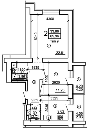 2-комнатная 65.96 м² в ЖМ Подолье от 14 990 грн/м², Винница