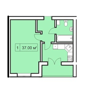 1-комнатная 37 м² в ЖК Покровский Двор от застройщика, пгт Чабаны