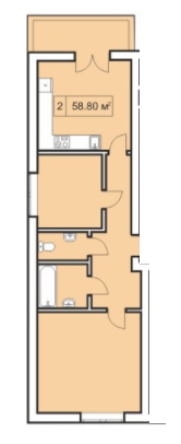 2-комнатная 58.8 м² в ЖК Покровский Двор от застройщика, пгт Чабаны