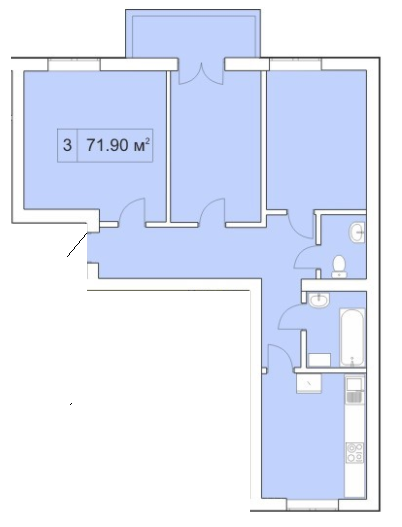 3-кімнатна 71.9 м² в ЖК Покровський Двір від забудовника, смт Чабани