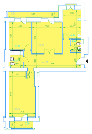 3-кімнатна 104.4 м² в ЖК Полтавський шлях 144 від 13 500 грн/м², Харків