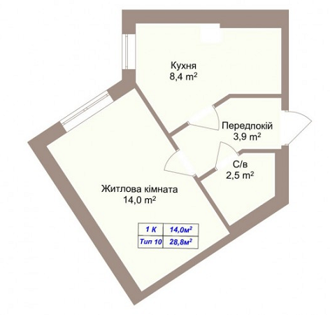 1-кімнатна 28.8 м² в ЖК Празький квартал 2 від 13 000 грн/м², с. Петропавлівська Борщагівка