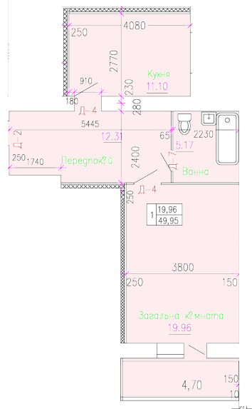 1-комнатная 49.95 м² в ЖК Премиум от застройщика, Хмельницкий