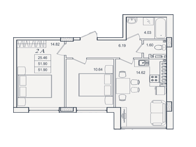 2-кімнатна 51.9 м² в ЖК Приморські Сади від 18 550 грн/м², Одеса