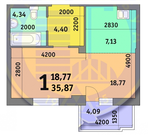 1-комнатная 35.87 м² в ЖК Просвещения, 16, 16А от застройщика, Киев