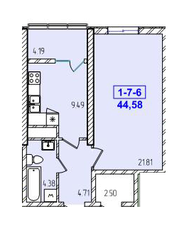 1-кімнатна 44.58 м² в ЖК Сорок перша перлина від забудовника, Одеса