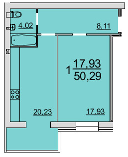 1-комнатная 50.29 м² в ЖК Резиденция от 14 700 грн/м², Винница