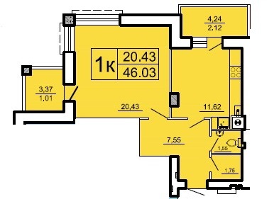 1-кімнатна 46.03 м² в ЖК Ренуар від забудовника, Львів