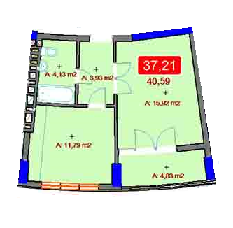 1-комнатная 40.59 м² в ЖК River Park от застройщика, Ивано-Франковск