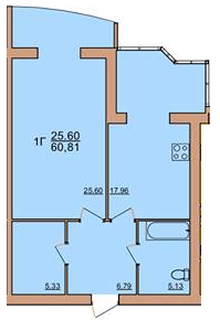 1-кімнатна 60.81 м² в ЖК Рів'єра від 14 700 грн/м², Вінниця