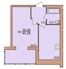 1-комнатная 44.28 м² в ЖК Ривьера от 14 700 грн/м², Винница