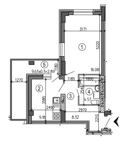 1-комнатная 41.04 м² в ЖК Рось от застройщика, г. Белая Церковь