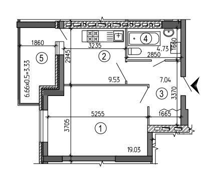 1-комнатная 43.66 м² в ЖК Рось от застройщика, г. Белая Церковь