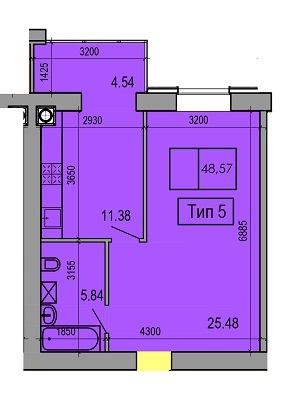 1-комнатная 48.57 м² в ЖК Салют от застройщика, Днепр