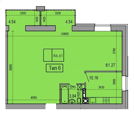 2-кімнатна 86.61 м² в ЖК Салют від забудовника, Дніпро