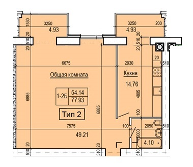 2-кімнатна 77.93 м² в ЖК Салют від забудовника, Дніпро