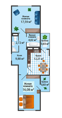 2-комнатная 64.22 м² в ЖК Святобор от 21 470 грн/м², Киев