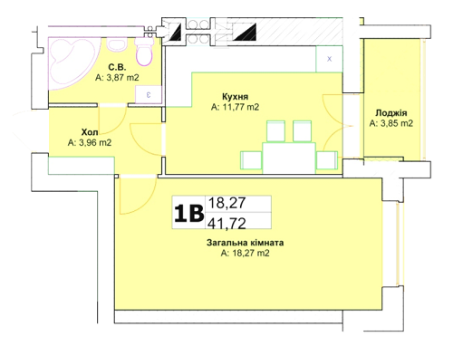 1-комнатная 41.27 м² в ЖК Севериновский от застройщика, г. Ирпень