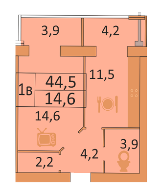 1-кімнатна 44.5 м² в ЖК Сімейний від забудовника, Дніпро