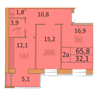 2-кімнатна 65.8 м² в ЖК Сімейний від забудовника, Дніпро